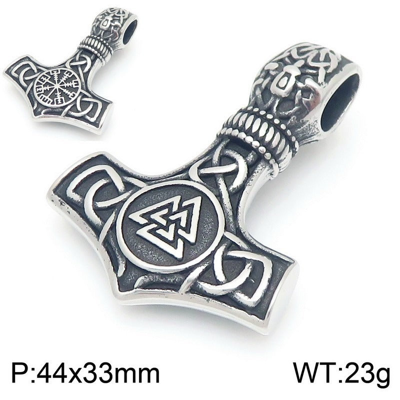Kemstone Men’s Titanium Steel Trident Cross Necklace – Viking Eye of Horus Pendant, Black Zircon KP116389 60CM