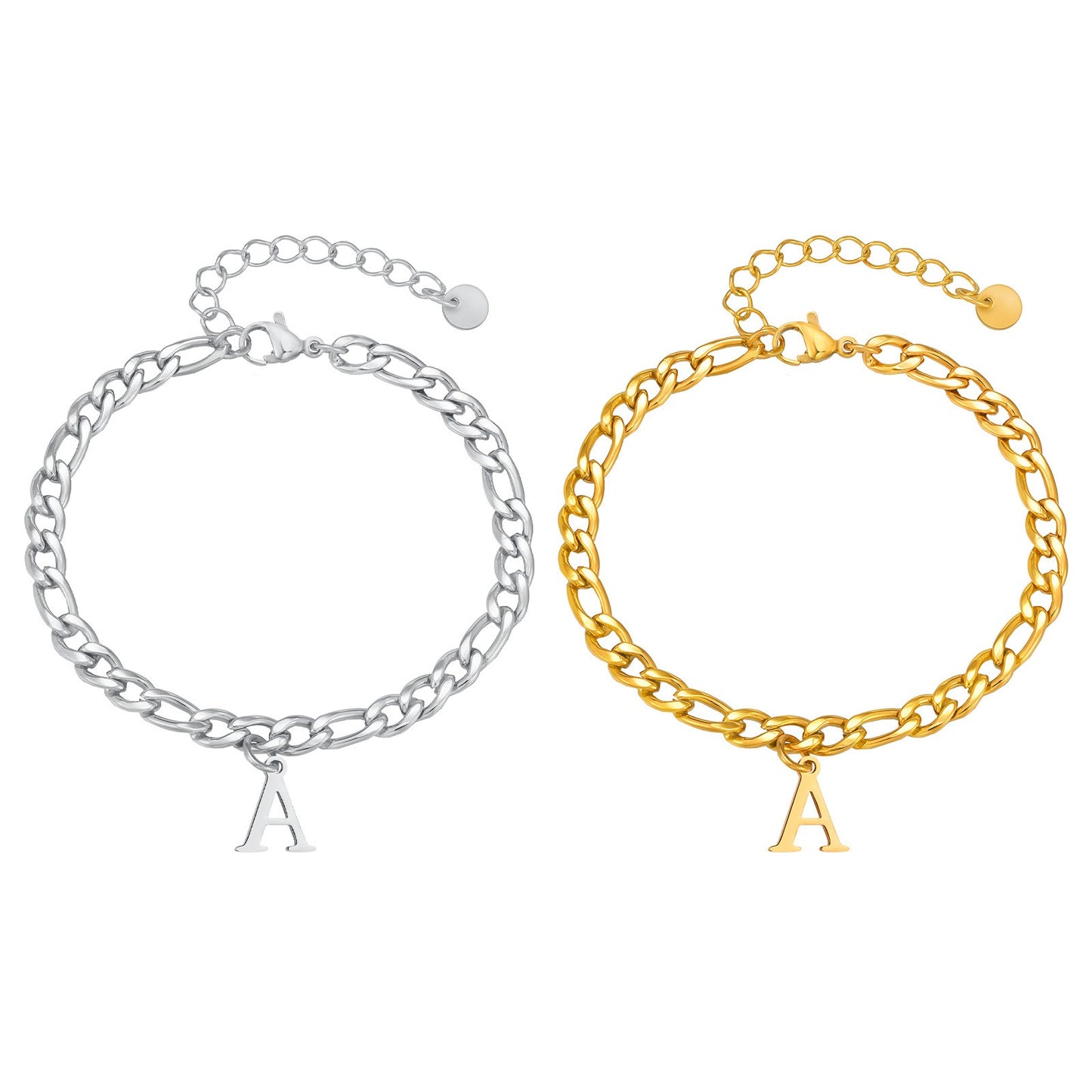 Kemstone Men's Stainless Steel 3:1 NK Chain Bracelet with Bold Alphabet Pendant - Durable Everyday Accessory for Casual to Formal Looks BR-2058