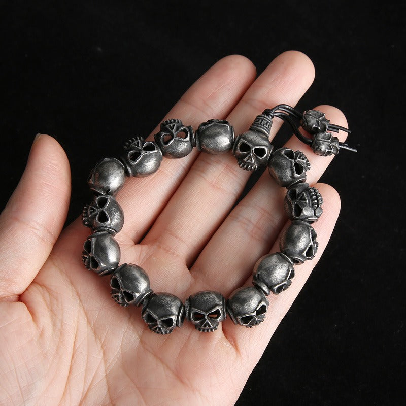 Kemstone Titanium Steel Gothic Skull Elastic Rope Bracelet for Men KB161368-KJX