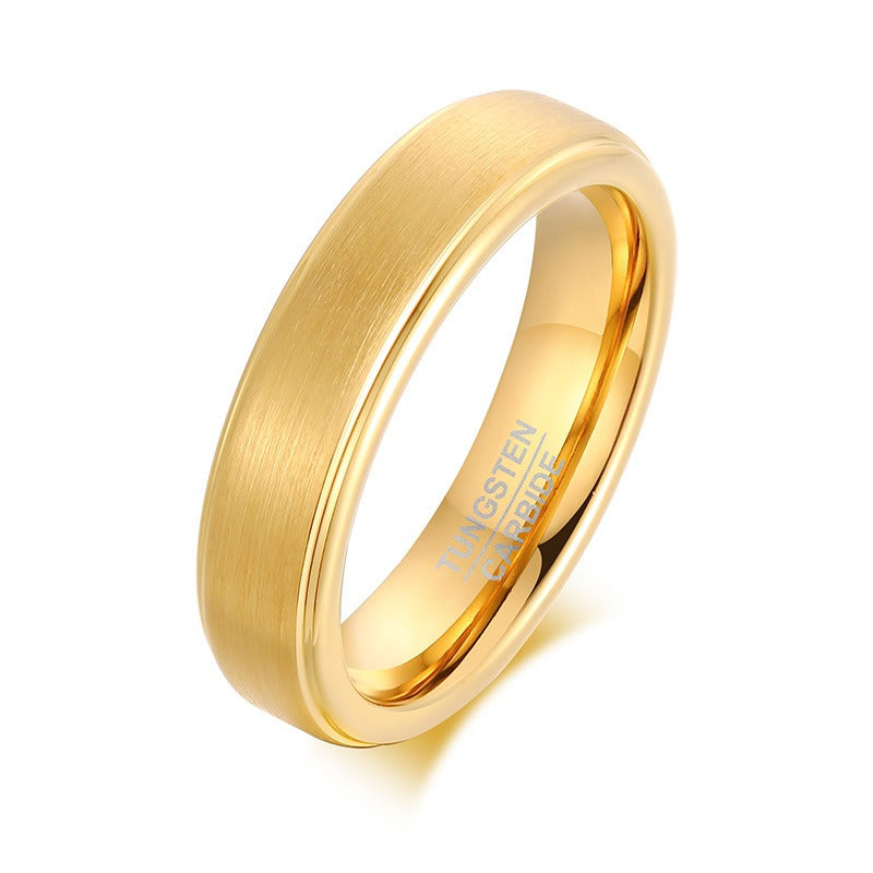 Kemstone Tungsten Steel Graduation Ring – 5mm Black & Gold Matte Finish Men's TCR-061