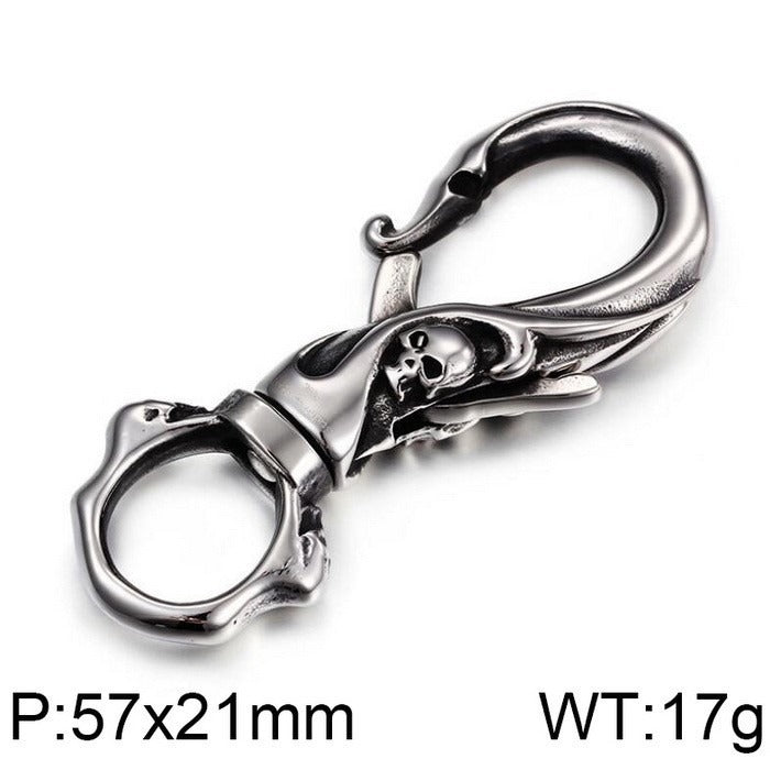 Kemstone Skull Pendant Necklace & Keychain – Stainless Steel Punk Jewelry for Men, Gothic Street Style KP47067