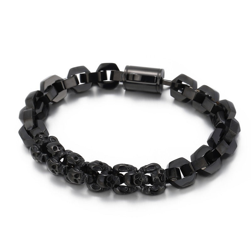 Kemstone Creative Skull Fusion Titanium Steel Men's Bracelet – Bold Punk Style KB152155-KFC