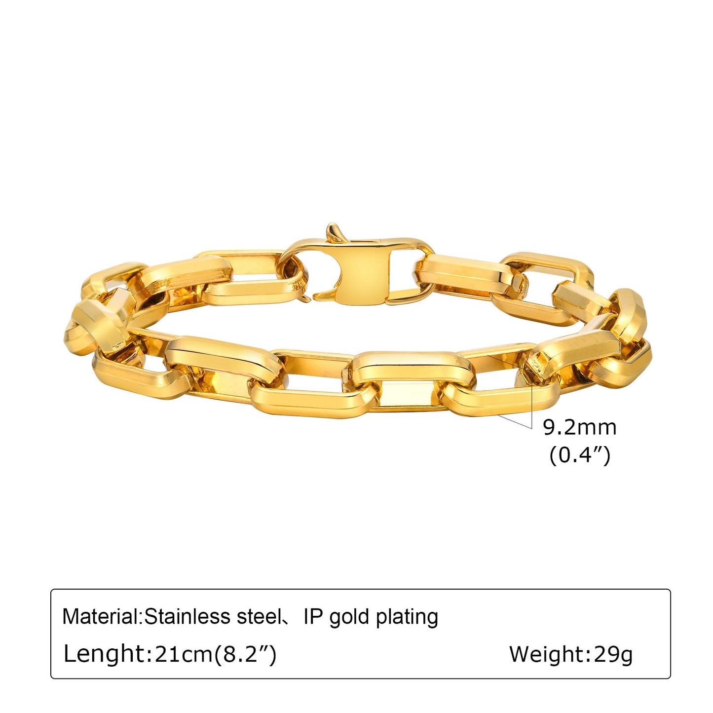 Chunky Square-Link Stainless Steel Bracelet for Men – Norse-Inspired Heavy Chain BR-1734