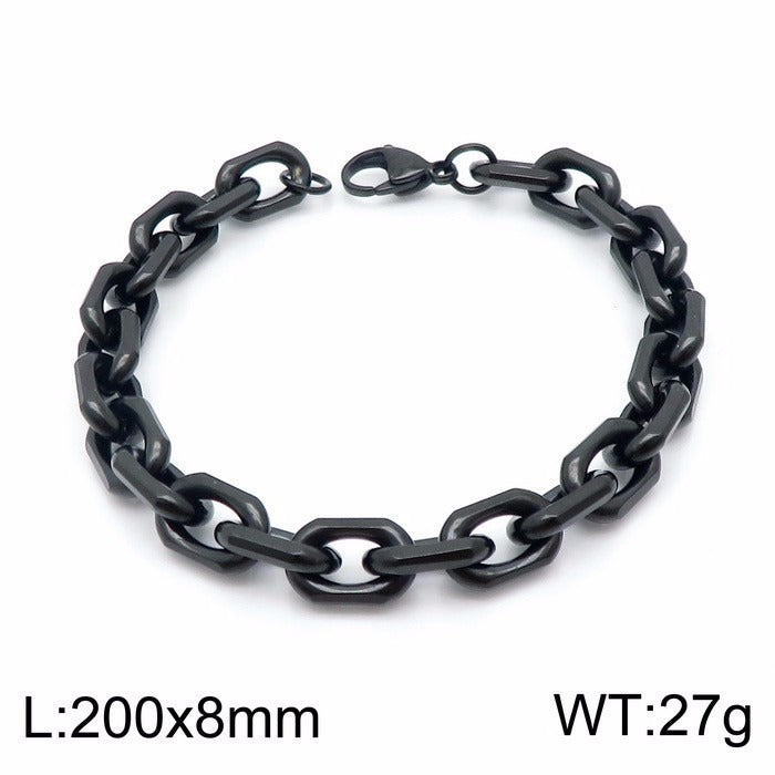 Kemstone Men’s Black O-Link Chain Bracelet & Necklace – Stainless Steel Gothic Viking KS141119-Z