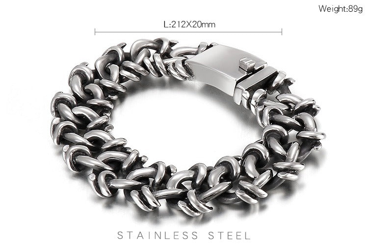Kemstone Men’s Stainless Steel Viking Chain Bracelet – 16–20mm Gothic Street Warrior KB82293-BD