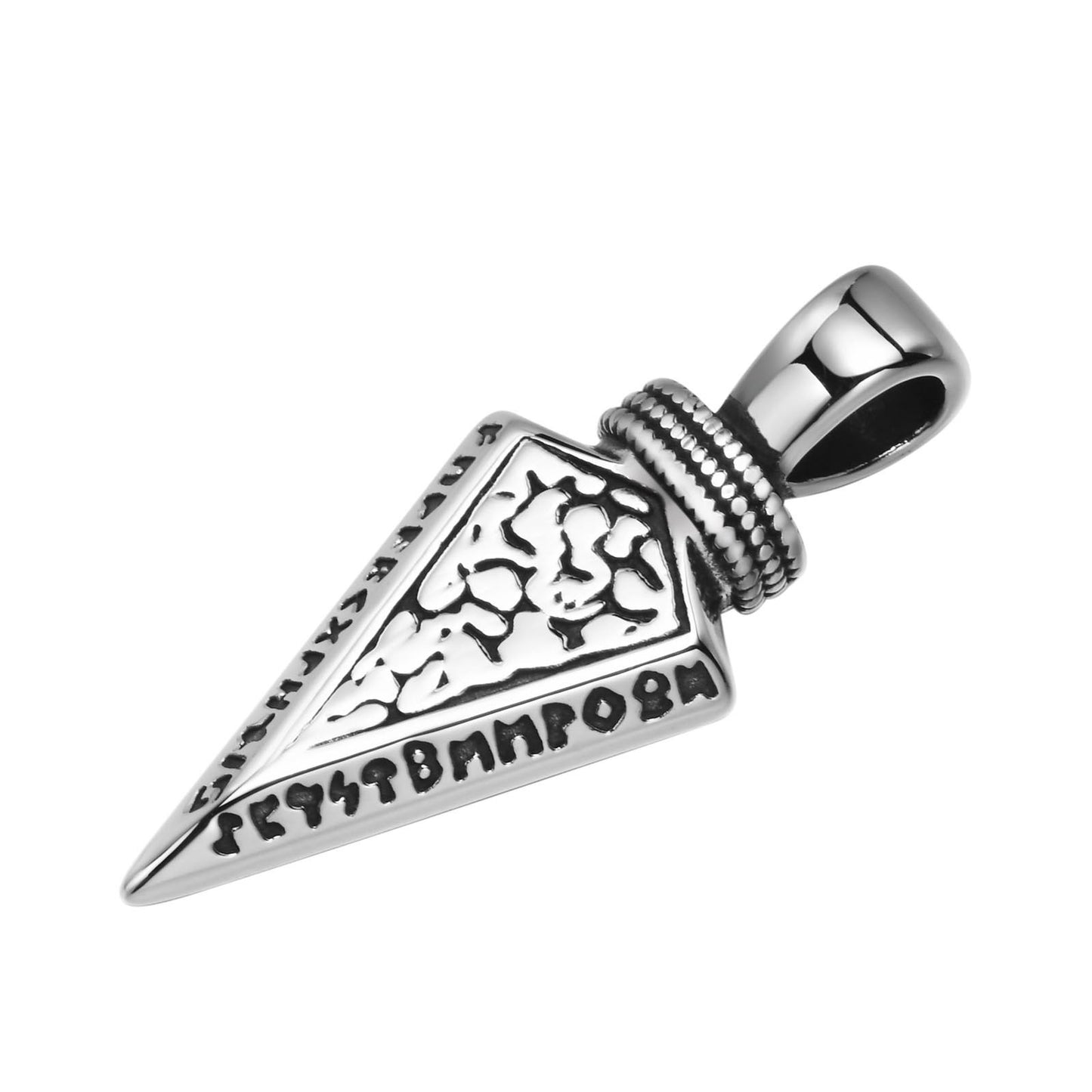 Kemstone Viking Arrowhead Pendant for Men – Stainless Steel Norse Necklace in Silver or Black, Gothic Street Style PN-1859