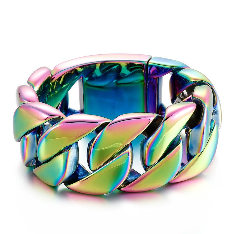 Kemstone Bold Cuban Link Bracelet for Men – 32mm Wide 316L Stainless Steel KB49305-D