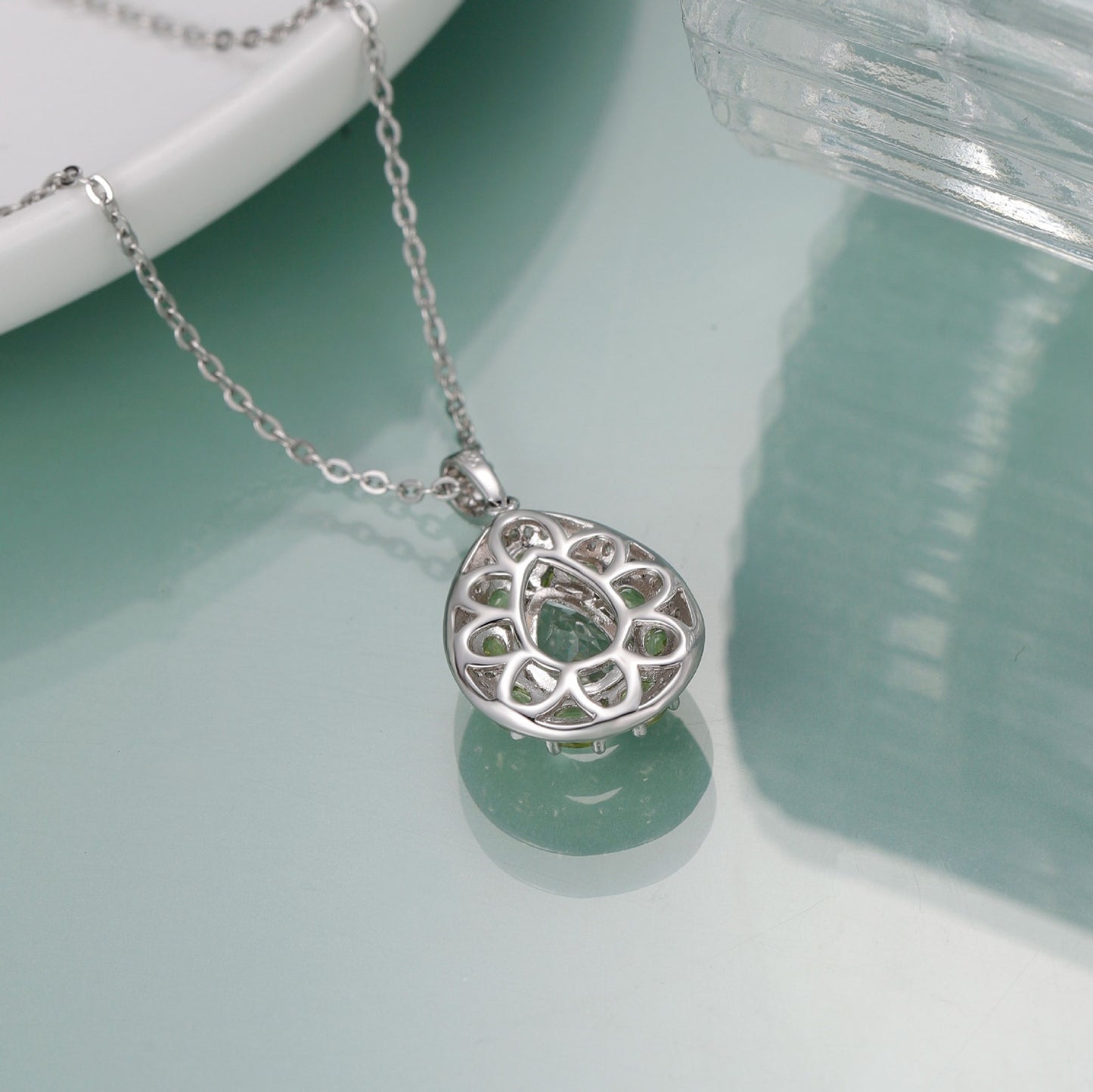 Collar de plata de ley S925 de diseño original, hecho a mano por Kemstone, con colgante de amatista verde natural y peridoto, 45,7 cm.