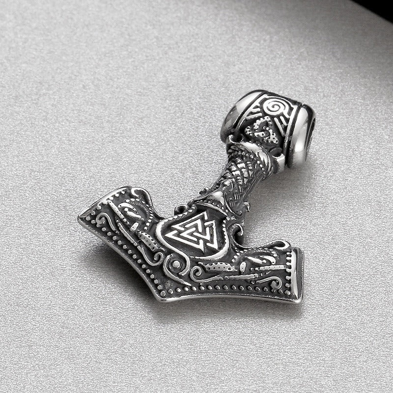 Kemstone Viking Anchor Pendant Necklace – Odin Rune Triquetra Stainless Steel Norse Jewelry KP130629-TLX