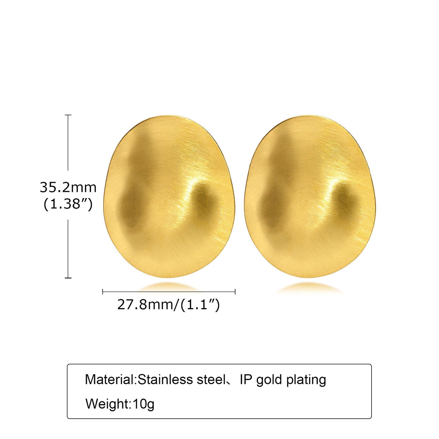 Brushed Stainless Steel Stud Earrings – Irregular Bold Design | Retro Power Form ES-399