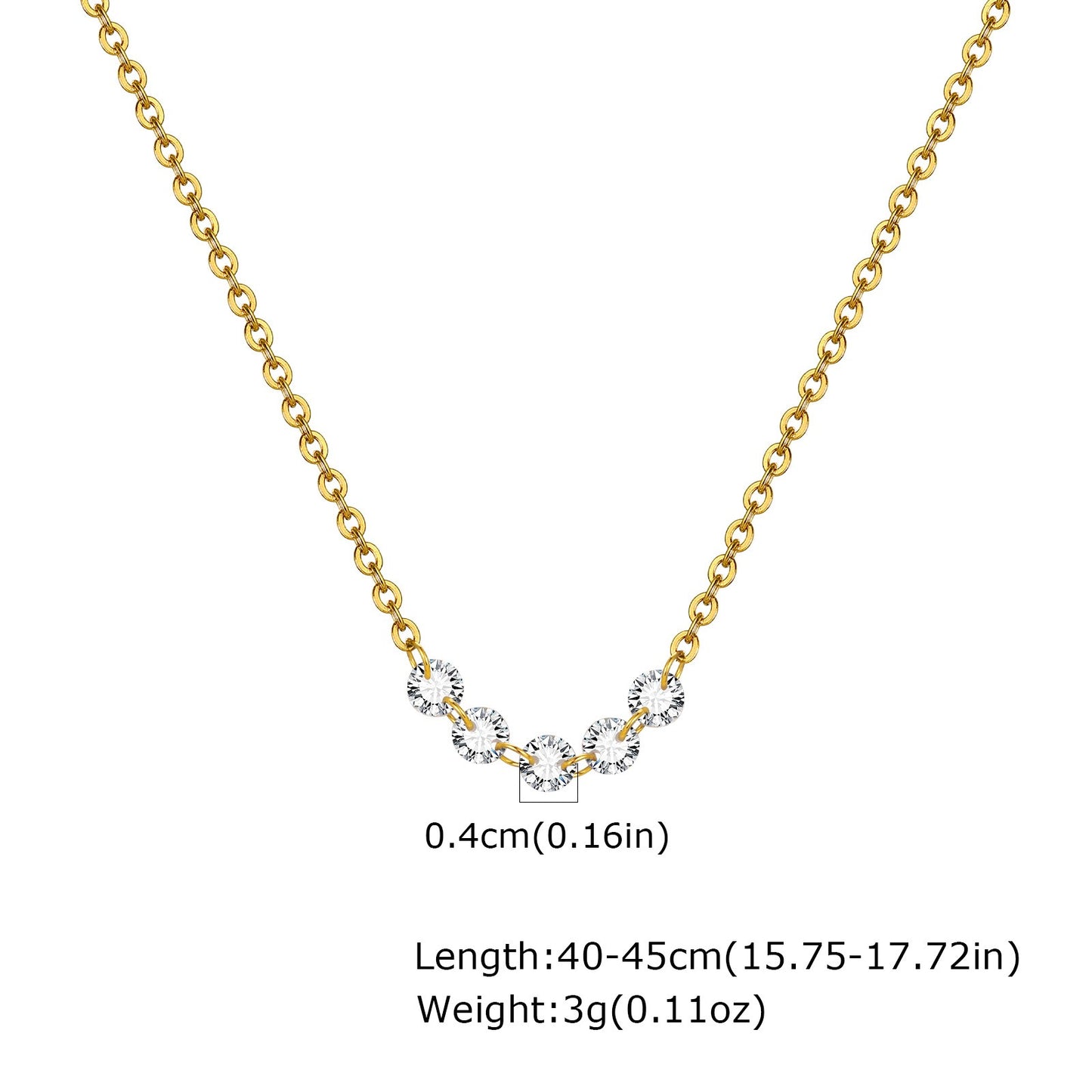 Collar de acero inoxidable con circonitas blancas y oro para mujer NC-1923
