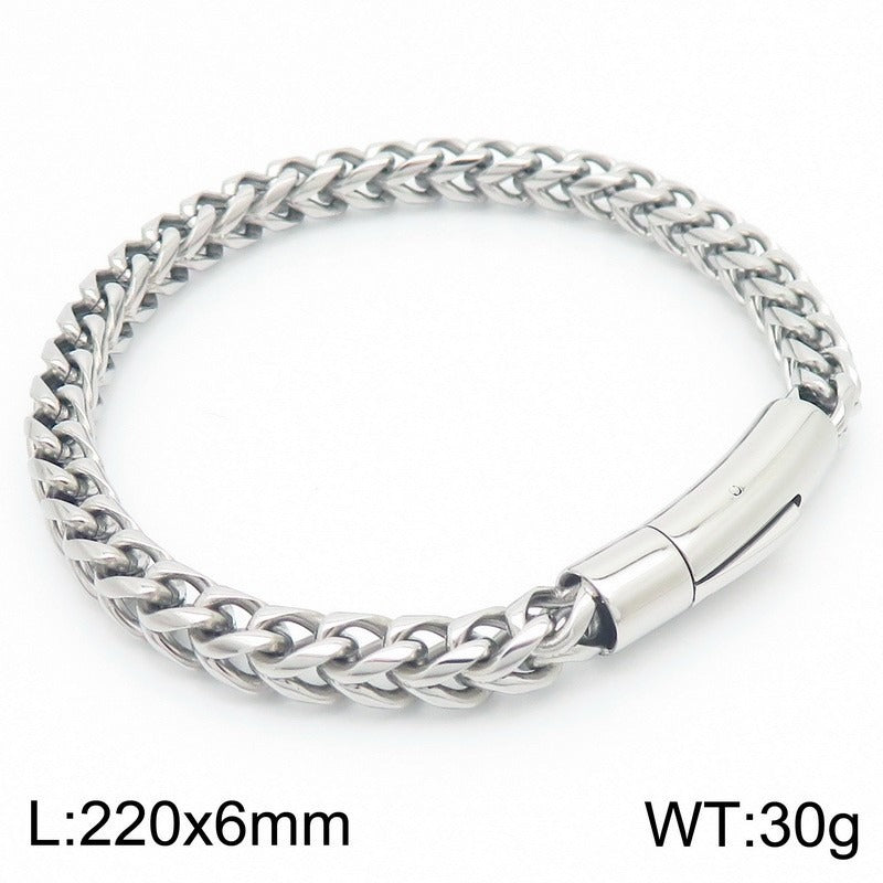 Kemstone Retro Titanium Steel Chain Bracelet – Minimalist Hip-Hop Jewelry for Men’s Daily Wear KB95694