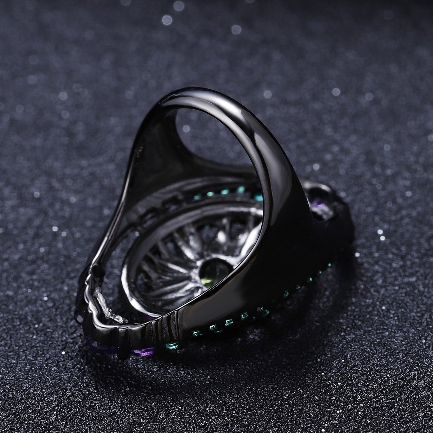 Anillo de peridoto y amatista natural, estilo vintage, diseño original artesanal de Kemstone | Plata de ley 925 con baño de oro, K24426R