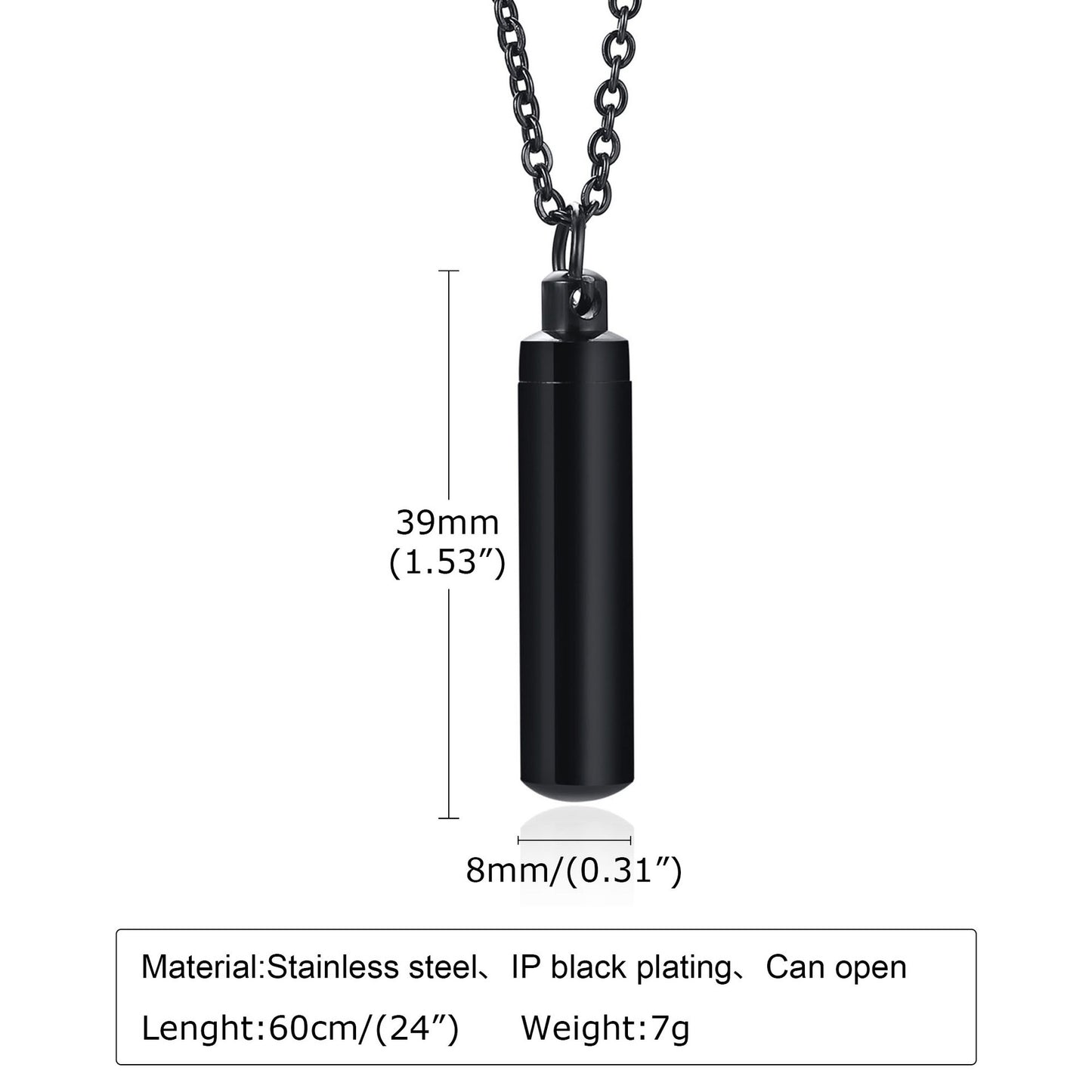Kemstone Cylindrical Titanium Steel Perfume Pendant – Couple’s Essential Oil Necklace PN-587