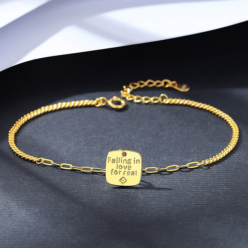 Pulsera de plata de ley Kemstone, diseño original artesanal "Enamorarse de verdad", joyería de oro para mujer.