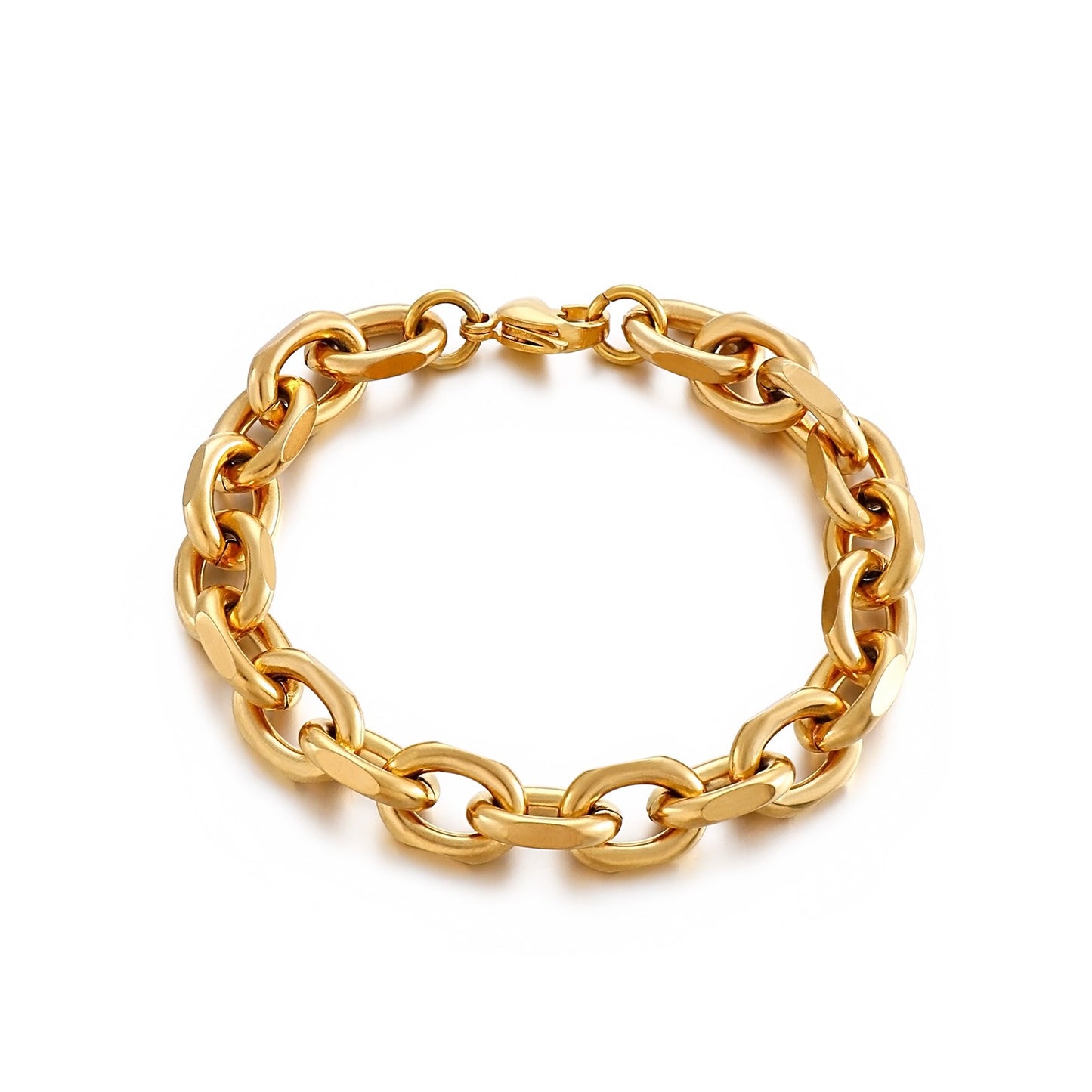 Kemstone Matte Stainless Steel O-Link Chain Set – Gothic Rock Choker & Bracelet for Men’s Urban Streetwear KS138454-Z
