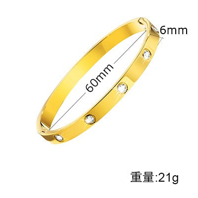 Brazalete minimalista de cristal Kemstone de acero inoxidable de 6 mm | Ligero - Ideal para el día a día B-478