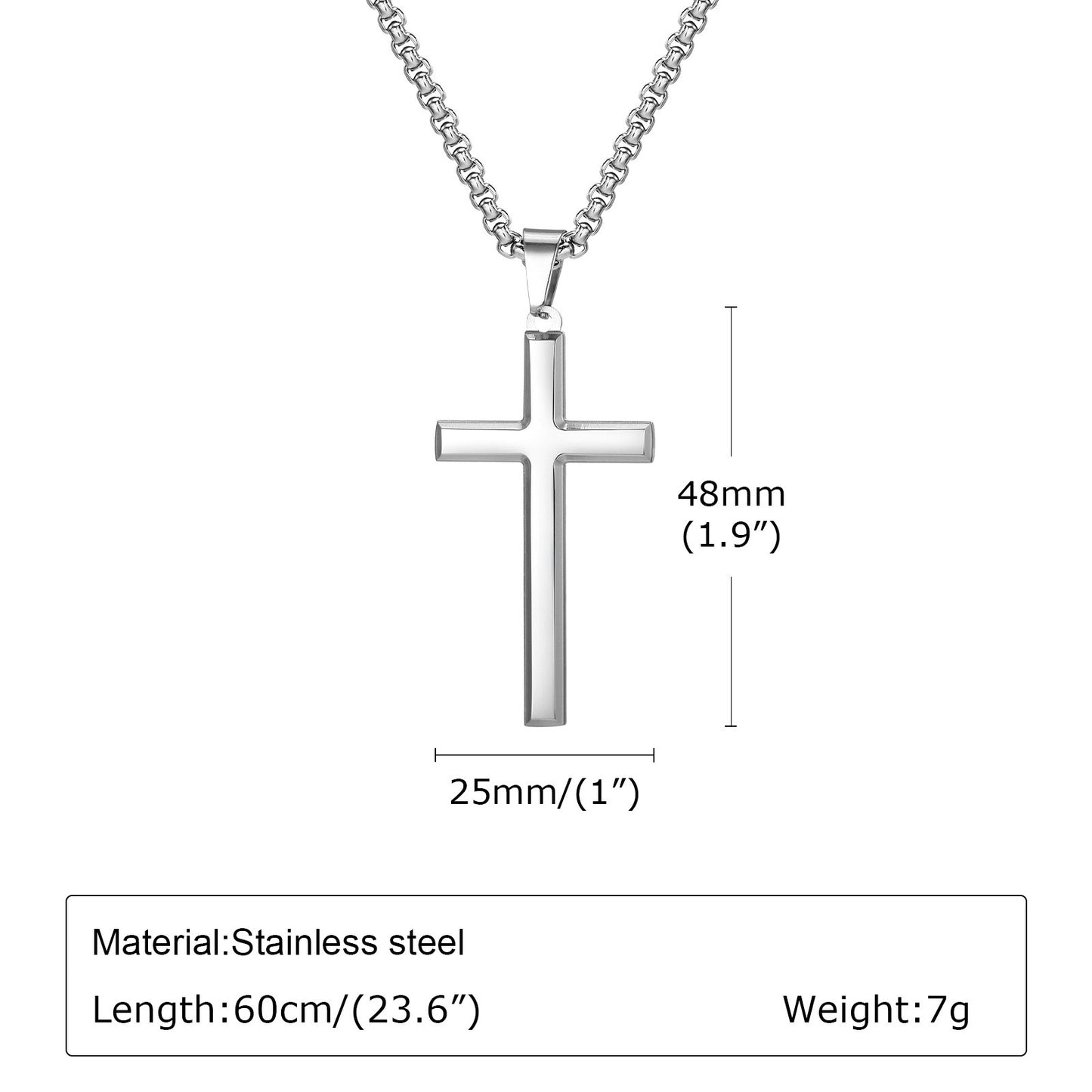 Steel Cross Pendant Necklace – Polished Minimalism in Silver, Gold & Black PN2045
