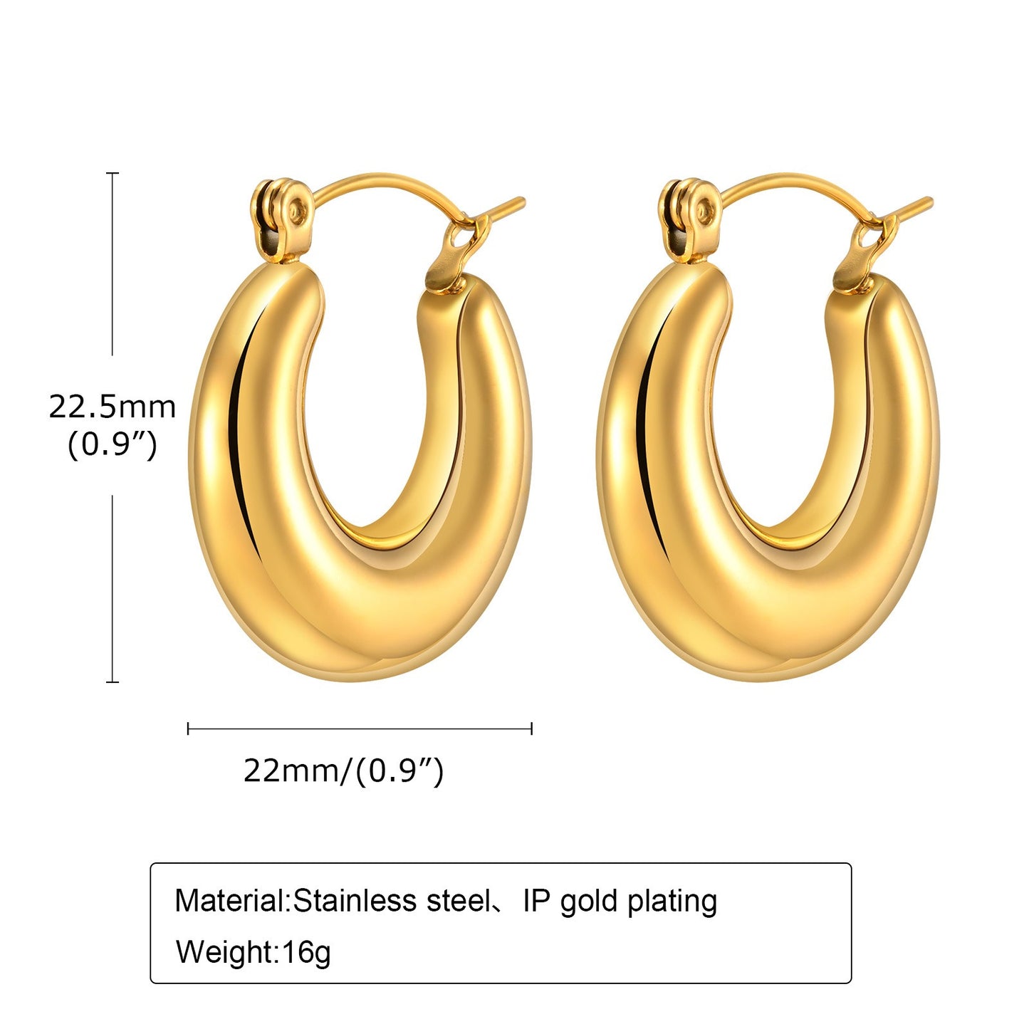 Pendientes Kemstone de acero inoxidable con forma de U retorcida | Detalle en V martillado y elegancia cotidiana EH-633