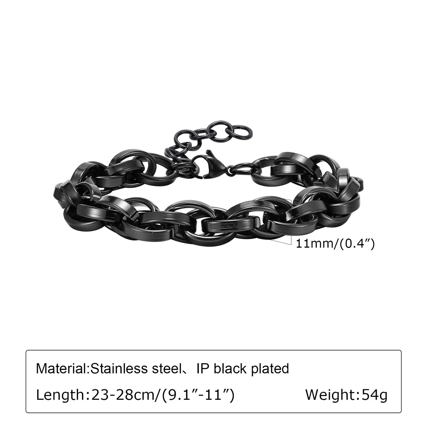 Kemstone Men’s Heavy Stainless Steel Twist Chain Bracelet – 11mm Vintage Cuban Link BR-961
