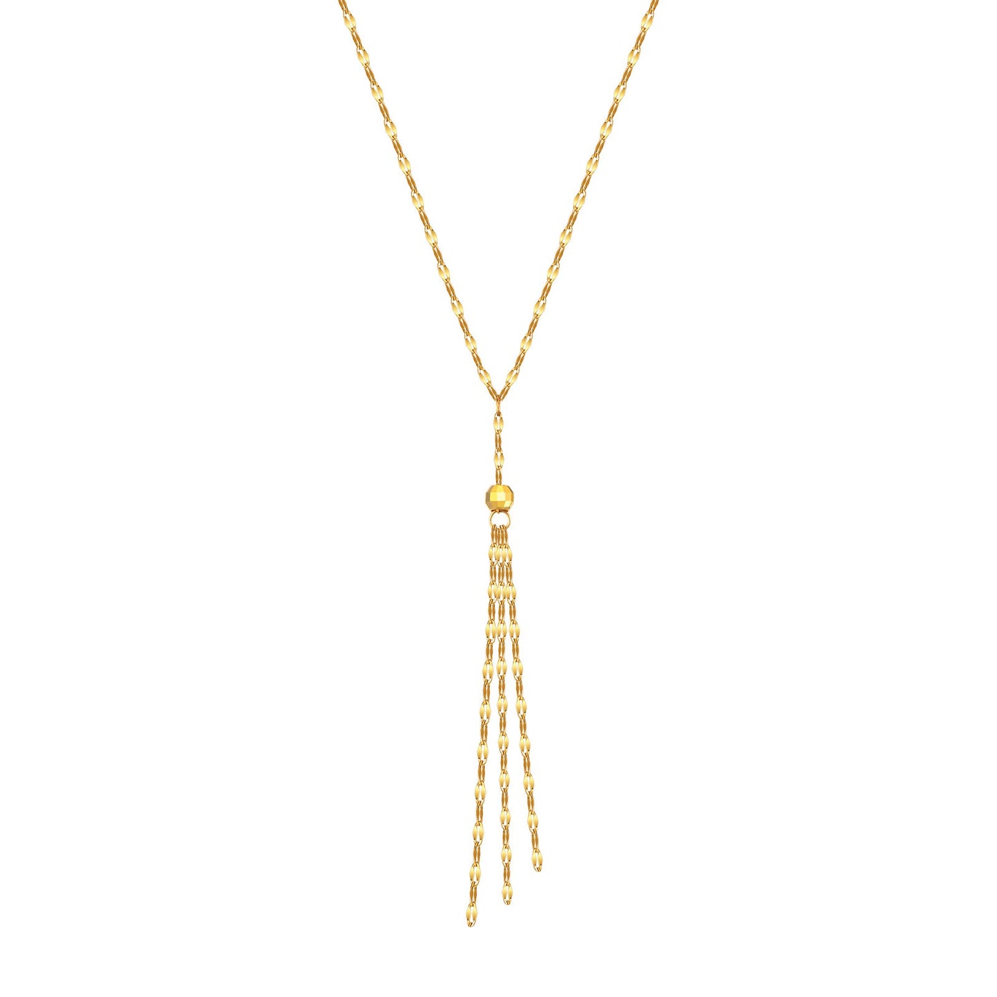 Collar elegante de cadena en Y Kemstone: joyería minimalista de acero inoxidable para mujer en cálido tono dorado NC1836