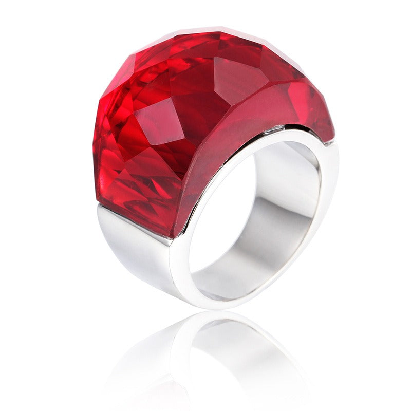 Anillo de oro de 18 quilates con baño electrolítico al vacío de Kemstone y cristal multicolor, diseño de estética simplificada KR31887-K