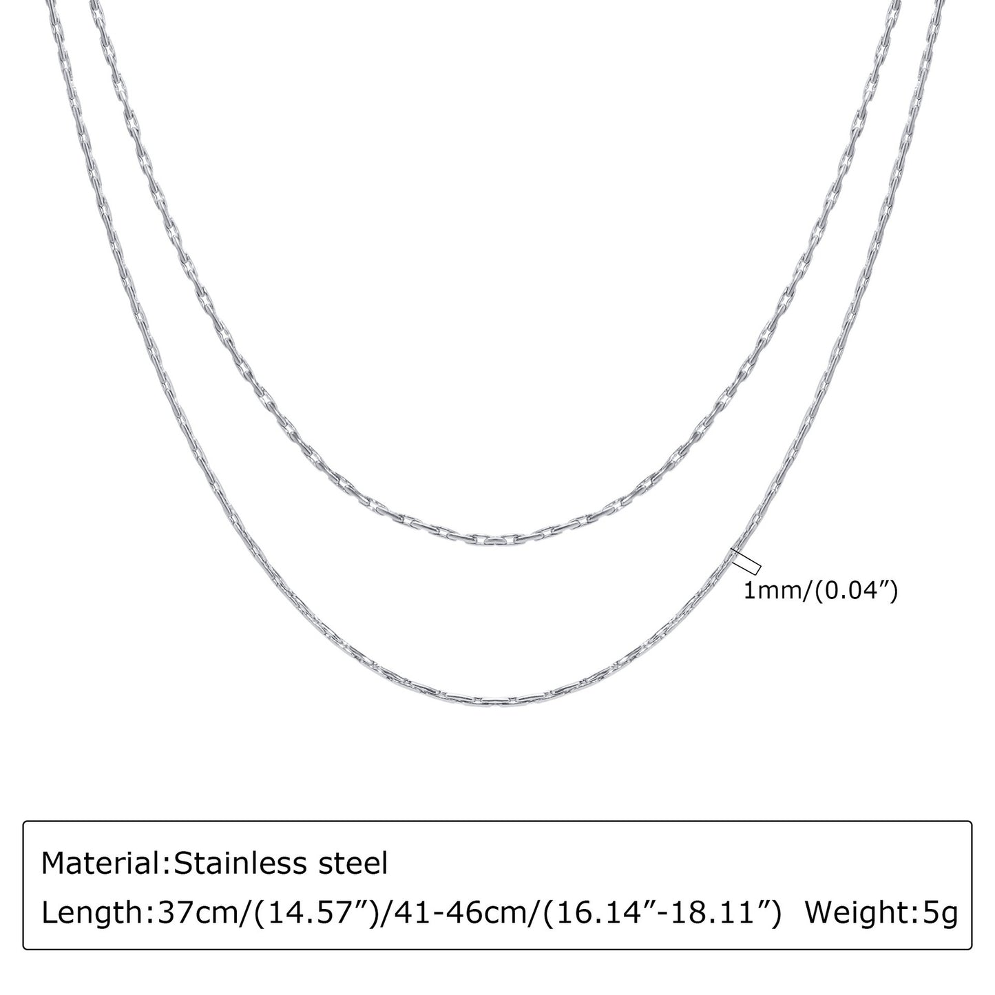 Collar de cadena ovalada de doble capa de acero inoxidable texturizado Kemstone – Joyería ligera dorada para mujer NC-1329