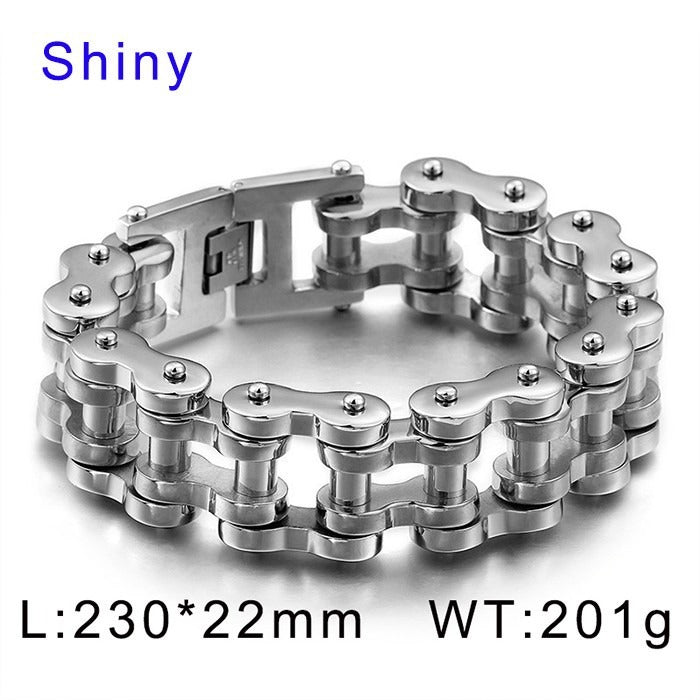 Kemstone Hip-Hop Bike Chain Bracelet – 22mm Titanium Steel Industrial Cuff for Streetwear KB18913-D