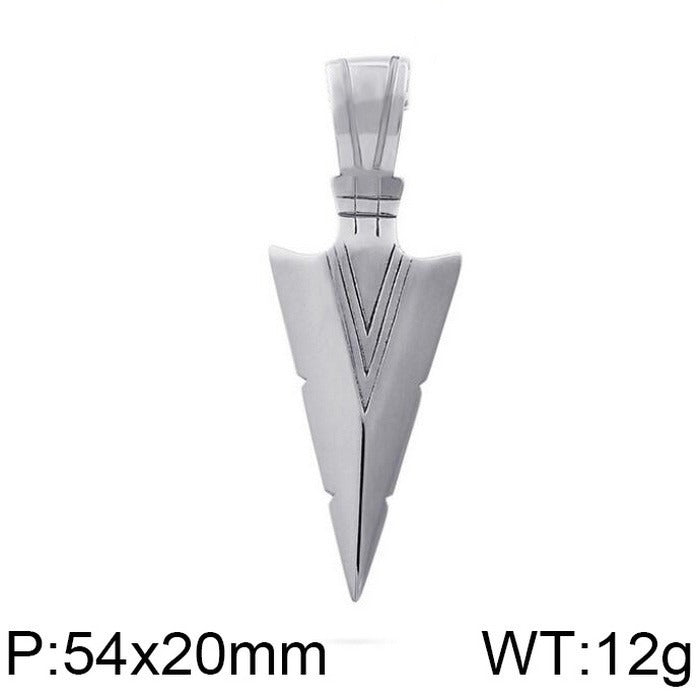 Kemstone Men’s Stainless Steel Arrowhead Necklace – Triangle Vintage Jewelry, Gold/Silver/Black KP79565-K