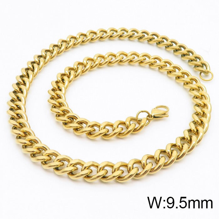Kemstone Men’s Stainless Steel Curb Chain Necklace – 3-9.5mm Width, 45-50cm, Minimalist Street Armor KN93473-Z
