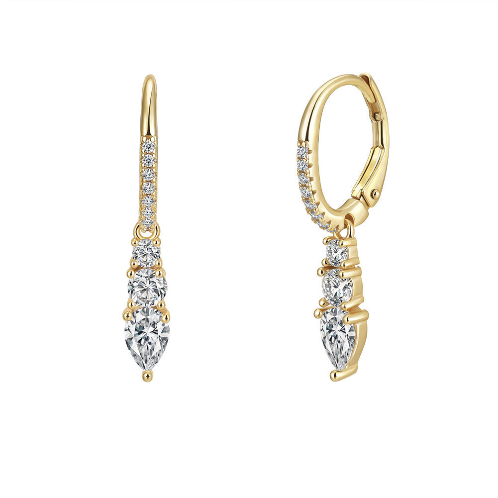 925 Sterling Silver Teardrop Cubic Zirconia Drop Earrings for Women | Gold & Platinum Plated Hypoallergenic Dangle Jewelry by Kemstone A4-LZE60