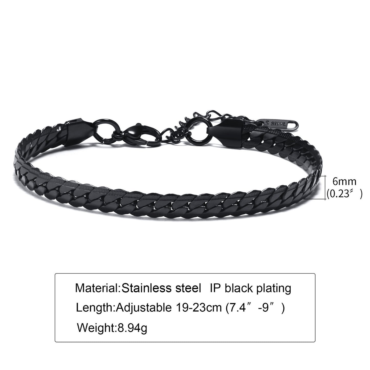Kemstone Cuban Link Bracelet – 6mm Gold-Tone Stainless Steel Men’s Chain BR-1231