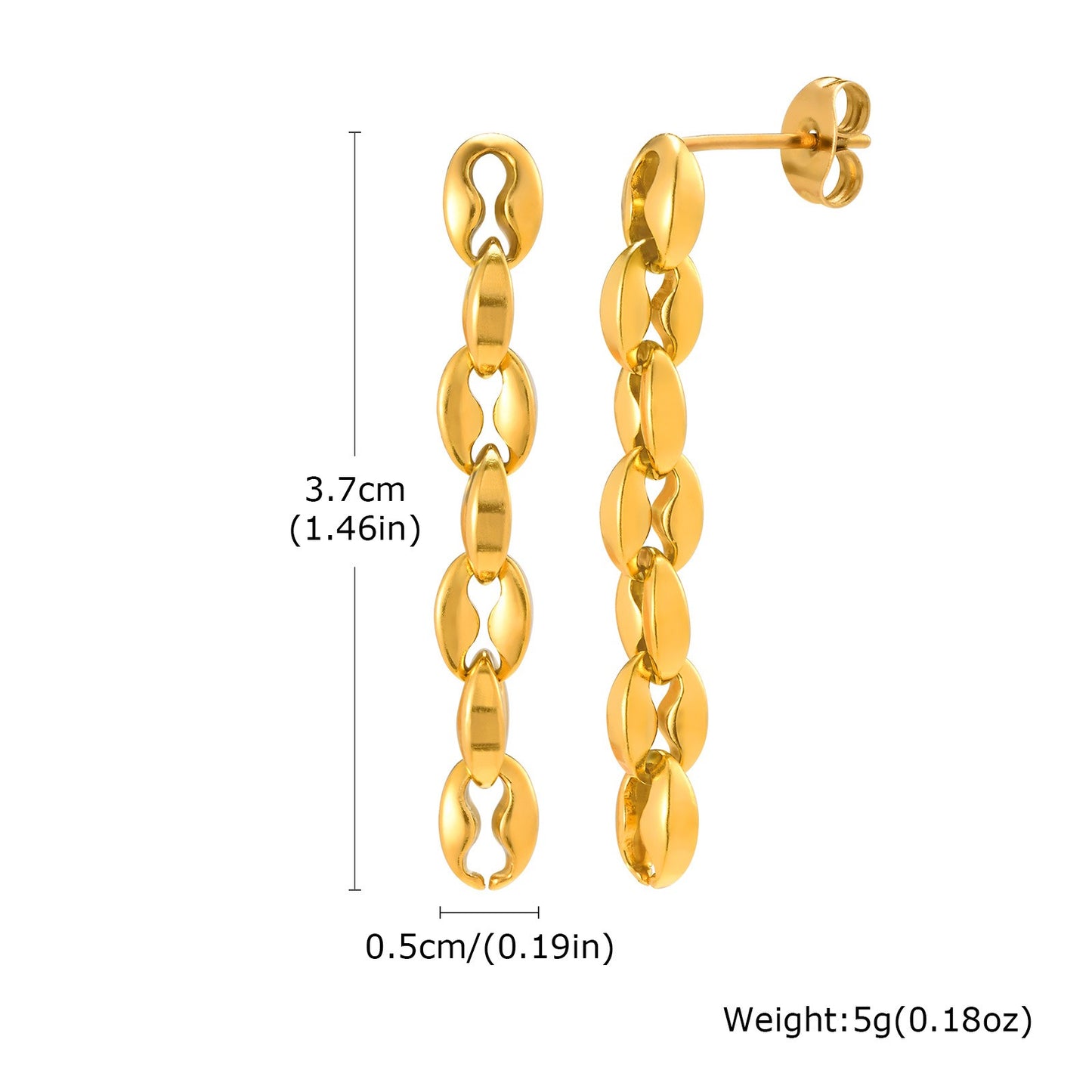 Pendientes de borlas de acero inoxidable dorados para mujer ED778