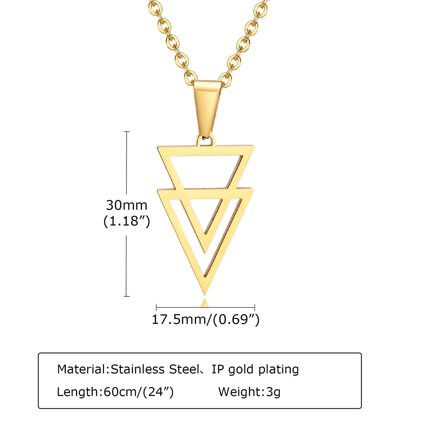 Collar con colgante geométrico triangular de acero inoxidable Kemstone para hombre PN-1487