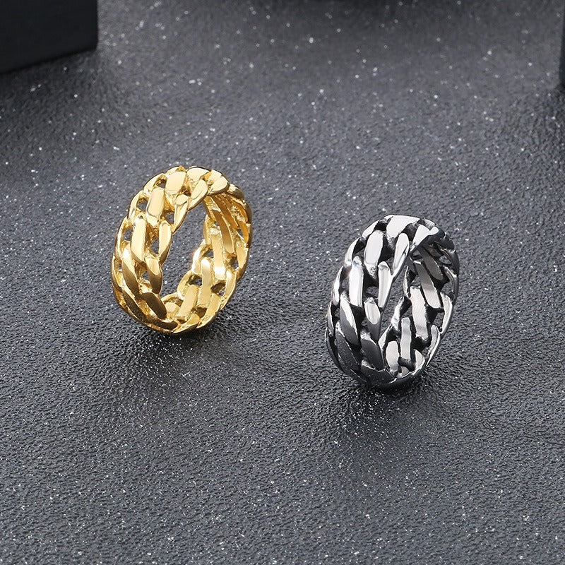 Kemstone Motorcycle Chain Ring – Titanium Steel Punk Band for Men | Vintage Gothic Street Style KR111740-KJX