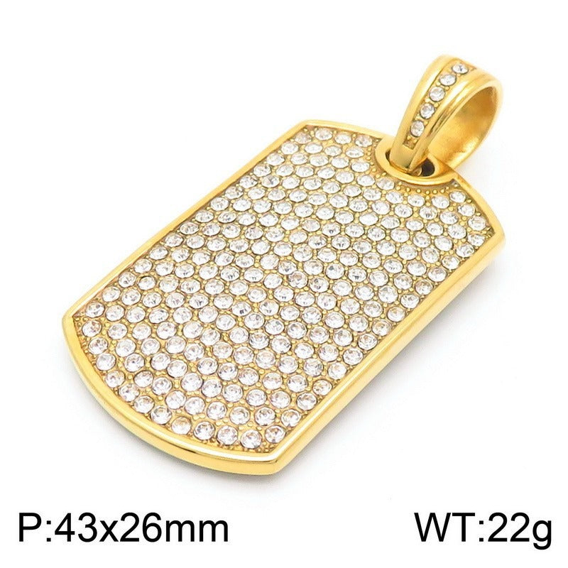 Kemstone Men's Iced-Out Pendant – Full Crystal Cuban Link Stainless Steel KP130506