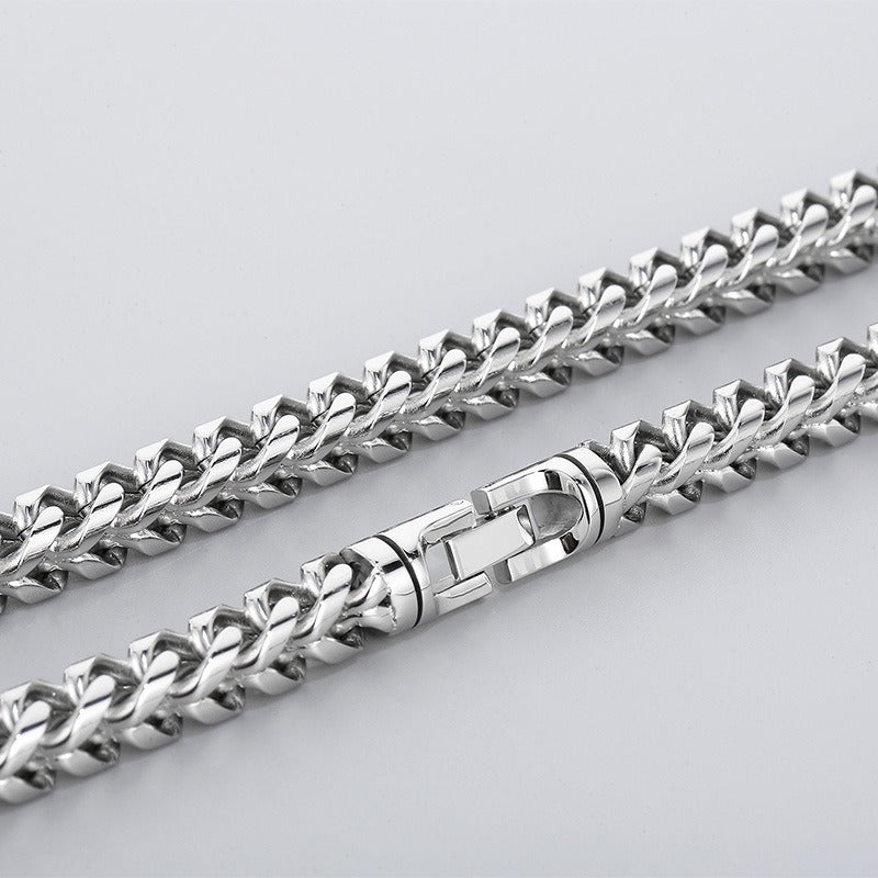 Kemstone Titanium Steel Textured Sphere Chain Necklace – Urban Edge Vacuum Plated Men's Jewelry KN236908