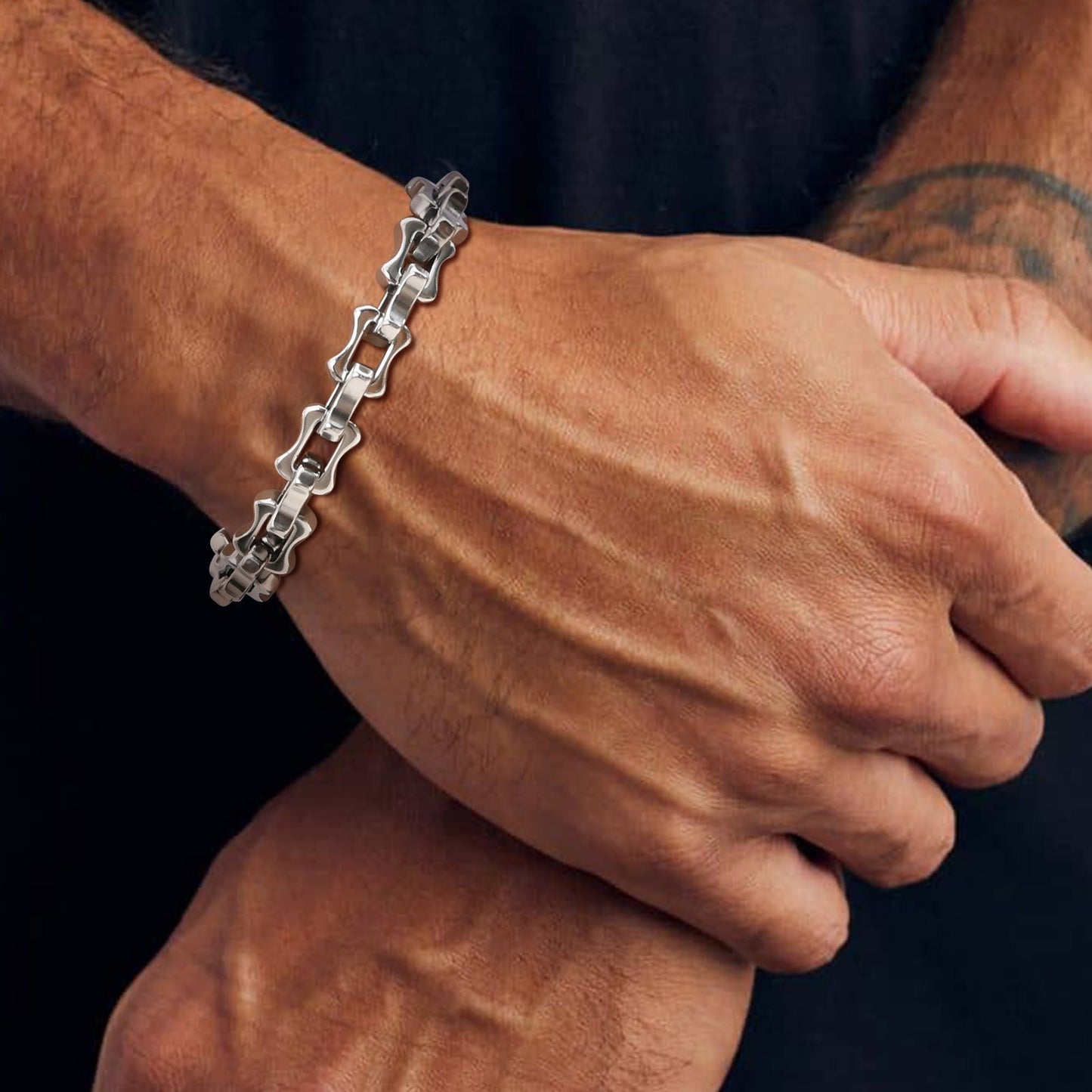 Heavy - Duty Stainless Steel Men's Bracelet – 9.8mm Retro - Gothic Street Vibe BR-1986