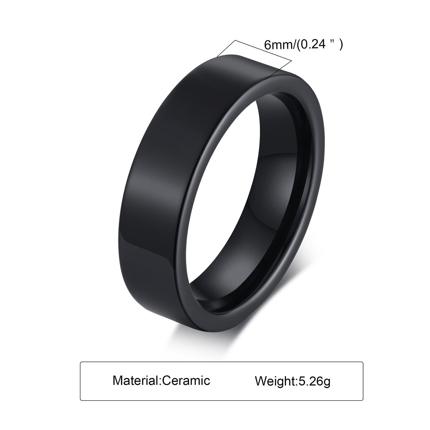 Kemstone Ceramic Ring – Matte Black & White Slim Hip-Hop Finger Accessory for Men R593