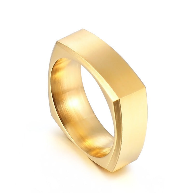 Anillo Kemstone cuadrado de acero cepillado para hombre: diseño minimalista moderno para el día a día KR102160-KFC