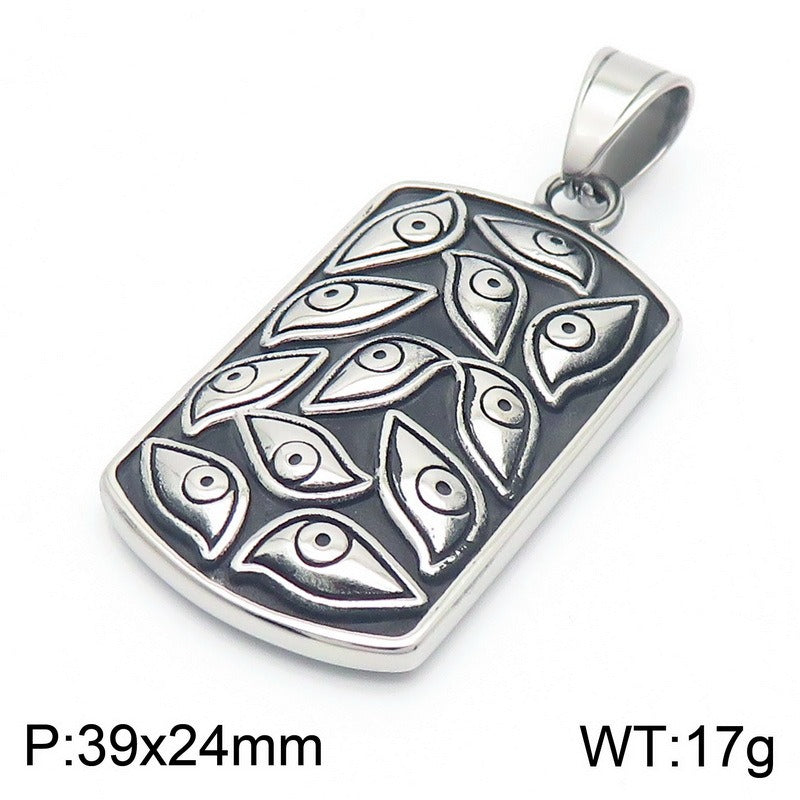 Kemstone Vintage God's Eye Demonic Square Stainless Steel Pendant Necklace – Punk KP130469