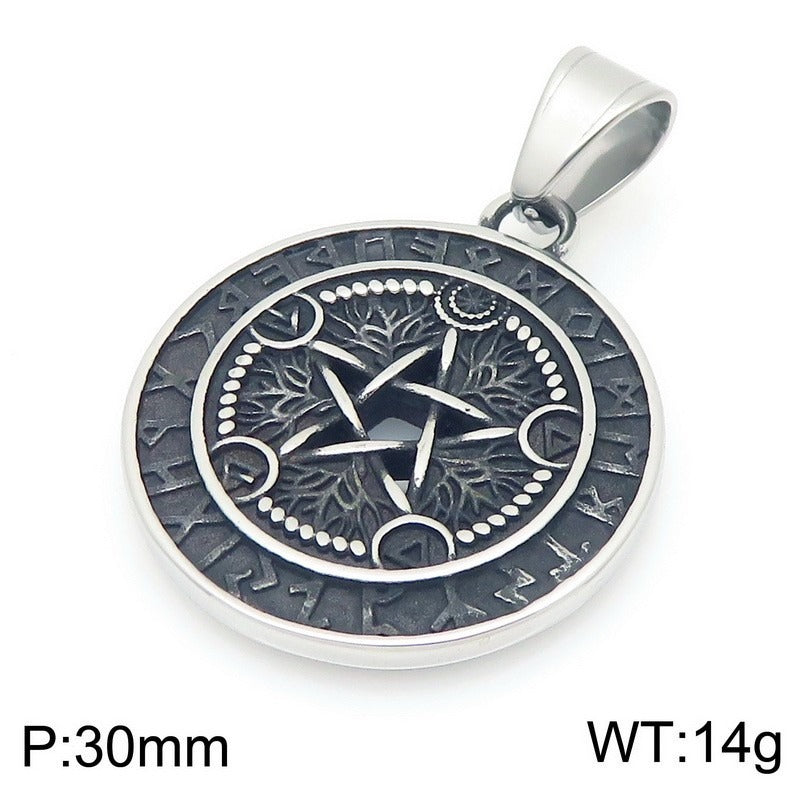 Kemstone Viking Compass Necklace – Titanium Steel Evil Eye Amulet KP116383-MZOZ