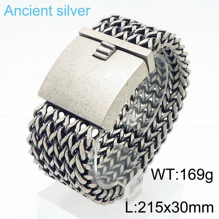 Viking Scale-Link Titanium Steel Bracelet – 30mm Bold Street Armor KB56410-D