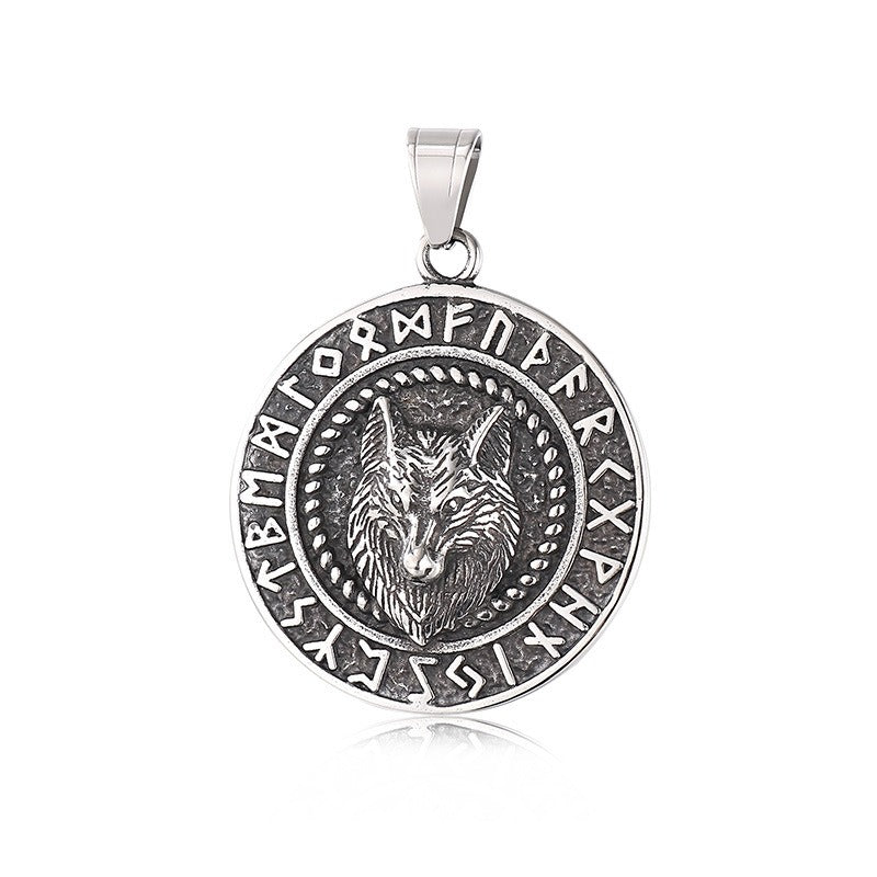 Kemstone Viking Wolf & Eagle Rune Necklace – Titanium Steel Courage Amulet KP116179-MZOZ