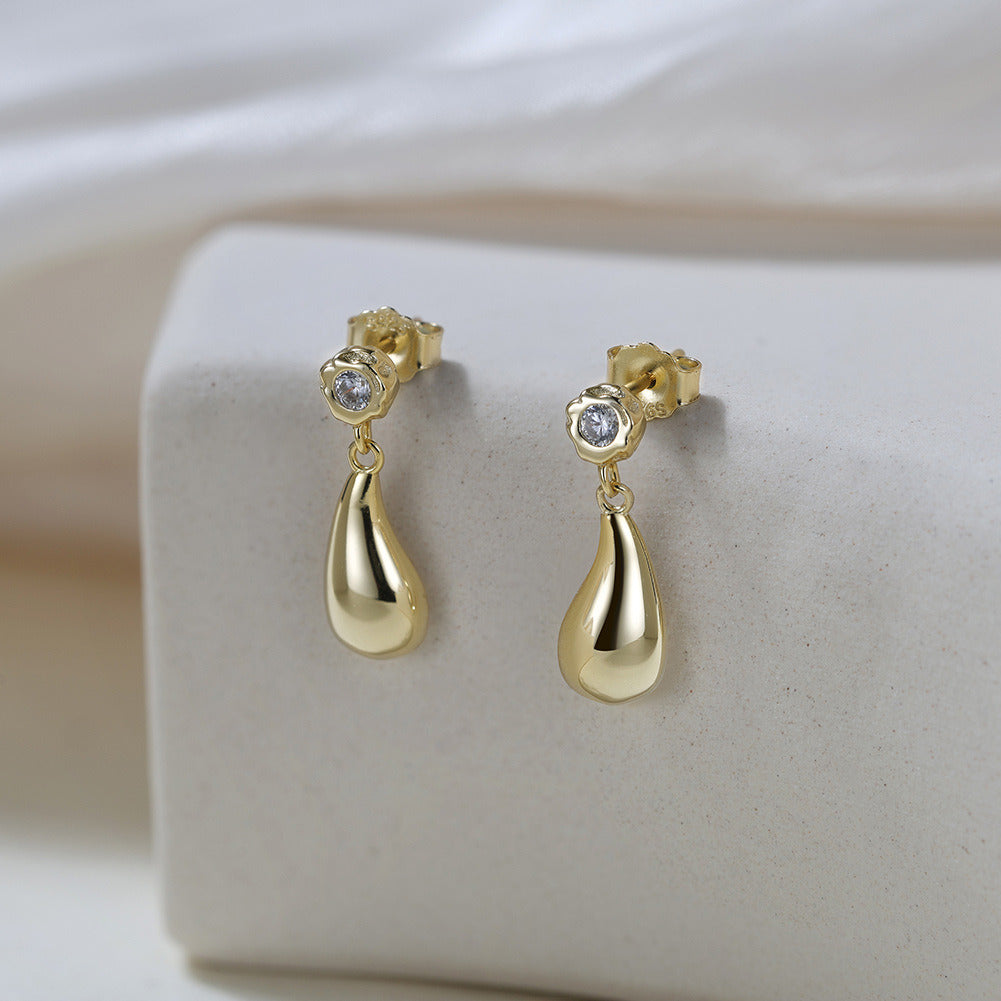 925 Sterling Silver Water Drop Earrings for Women | Minimalist Teardrop Dangle Jewelry with 5A Cubic Zirconia by Kemstone A4-APE140