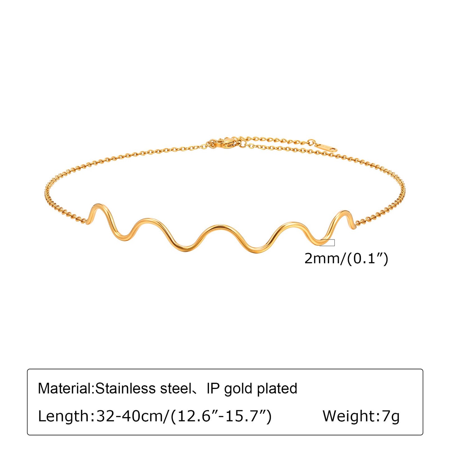 Wave Choker & Bracelet for Women – Stainless Steel Minimalist Street Jewelry | Gothic Nordic Vibe NC-1809