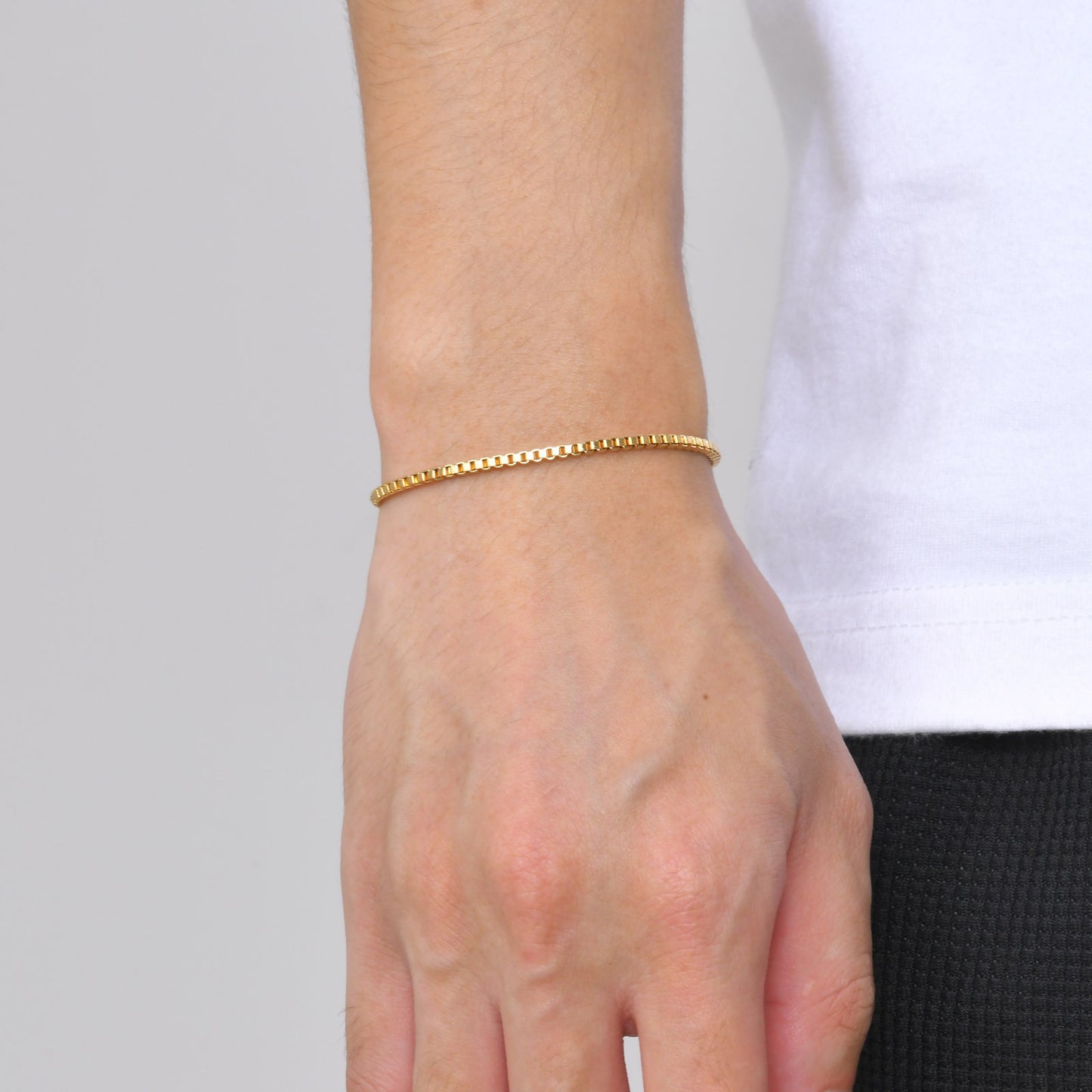 Kemstone Stainless Steel Box Chain Bracelet for Men – Modern Minimalist BR-1989