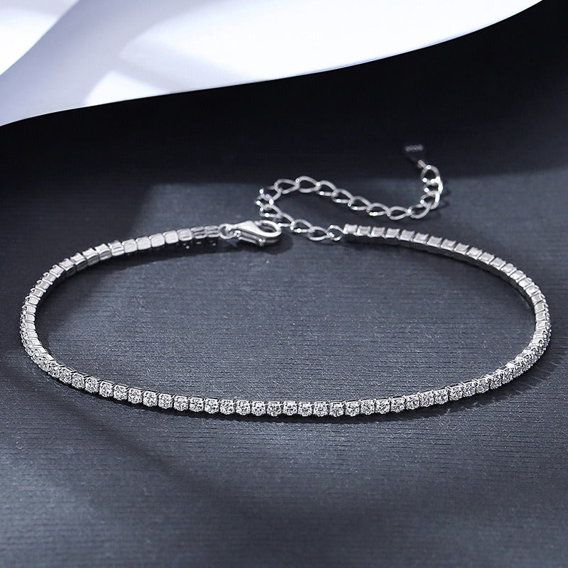 Pulsera de plata de ley con diseño original artesanal de Kemstone, cadena de tenis con incrustaciones de diamantes y circonitas cúbicas blancas.