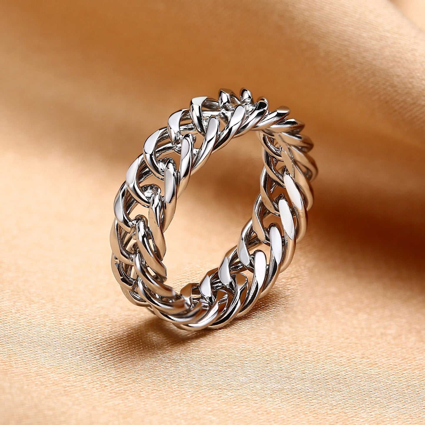 Anillo de cadena elegante de acero inoxidable Kemstone: diseño unisex moderno para el día a día RC-476