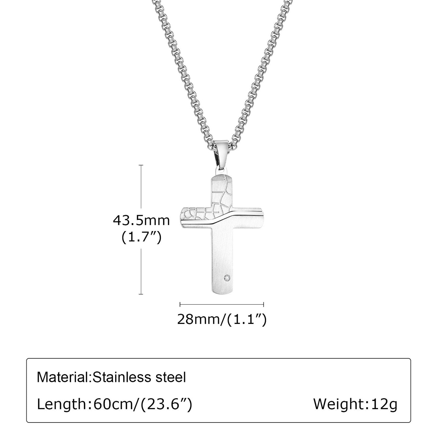 Cracked Cross Pendant Necklace – Stainless Steel, Gothic Street Style (Silver/Gold/Black) PN-1999